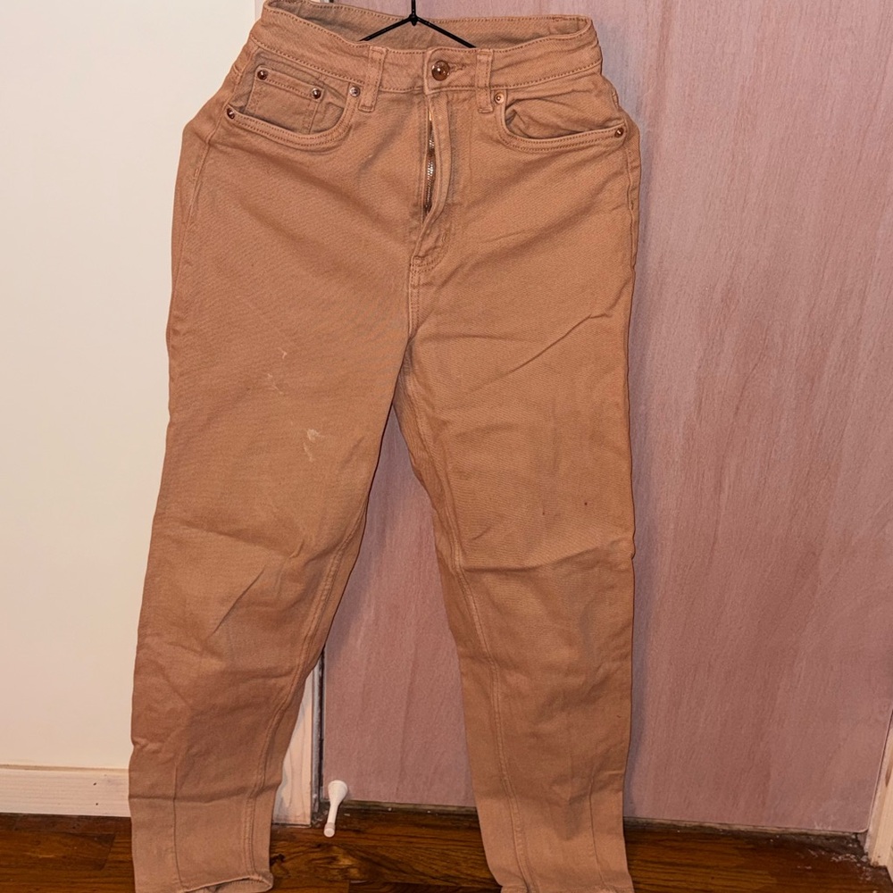 Tan High-Waisted Pants